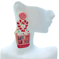 Warm Wishes Peppermint Hot Cocoa Mug Seed Bead Earrings - Beaded (1.25x2.75in)