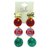 Ho, Ho, Ho Christmas Ornament Glitter Acrylic Earrings - (0.9x3.75in)