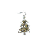 Christmas Tree Metal Wire Beaded Hook Earrings (1x2in)