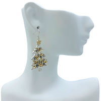 Christmas Tree Metal Wire Beaded Hook Earrings (1x2in)