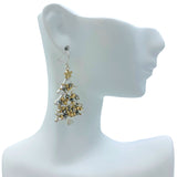 Christmas Tree Metal Wire Beaded Hook Earrings (1x2in)