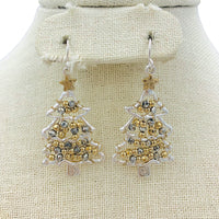 Christmas Tree Metal Wire Beaded Hook Earrings (1x2in)