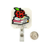 Apple Books Teacher Themed Retractable ID Holder (1.85x3.66in)