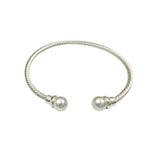 Pearl Cable Cuff Bracelet in Silver or Gold