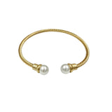 Pearl Cable Cuff Bracelet in Silver or Gold