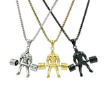 Stainless Steel Deadlift Gym Fitness Themed Necklace (22in)