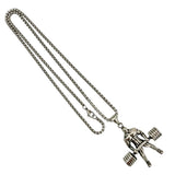 Stainless Steel Deadlift Gym Fitness Themed Necklace (22in)