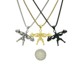 Stainless Steel Squat Gym Fitness Themed Necklace (22in)