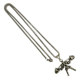 Stainless Steel Squat Gym Fitness Themed Necklace (22in)