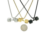 Stainless Steel Dumbbell Fitness Inspirational Wording Necklace (22in)