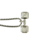 Stainless Steel Dumbbell Fitness Inspirational Wording Necklace (22in)