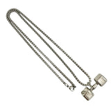 Stainless Steel Dumbbell Fitness Inspirational Wording Necklace (22in)