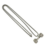 Stainless Steel Crystal Bling Dumbbell Fitness Necklace (22in)