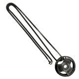 Stainless Steel Weight Plate Fitness Religious Themed Necklace (22in)