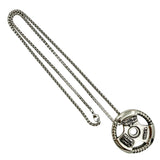 Stainless Steel Weight Plate Fitness Religious Themed Necklace (22in)