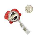 Nurse Themed Glitter Heart Retractable ID Holder (1.75x4in)