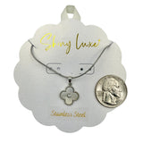 Stainless Steel Clover Pendant Necklace in Silver or Gold (16 + 2.5in)