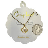 Stainless Steel Clover Pendant Necklace in Silver or Gold (16 + 2.5in)