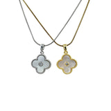 Stainless Steel Clover Pendant Necklace in Silver or Gold (16 + 2.5in)
