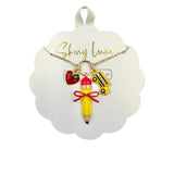 Pencil Charm School Themed Necklace (16+3in)