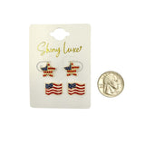 USA Flag & Star 2 Pair Stud Earring Set