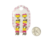 Teacher & Heart Pencil School Themed Earrings (0.5x2.1in)