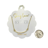 Stainless Steel Full Crystal Curved Bar Necklace (16 + 2.5in)