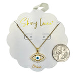 Light Blue Evil Eye Crystal Necklace (16+2in)