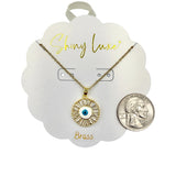 Light Blue Round Evil Eye Crystal Baguette Necklace (16+2in)
