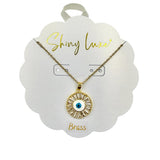 Light Blue Round Evil Eye Crystal Baguette Necklace (16+2in)
