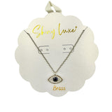 Blue Evil Eye Crystal Pendant Necklace (16+2in)