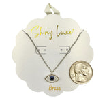 Blue Evil Eye Crystal Pendant Necklace (16+2in)