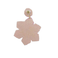 Pink Snowflake Christmas Pearl & Crystal Seed Bead Earrings (1.75x2.5in)