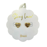 Engraved Gold Heart Stud Earrings (0.35x0.35in)
