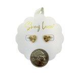 Engraved Gold Heart Stud Earrings (0.35x0.35in)