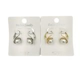 Round Pearl and Crystal Lever Back Earrings in Silver or Gold (0.5x0.8in)