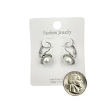 Round Pearl and Crystal Lever Back Earrings in Silver or Gold (0.5x0.8in)