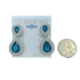 Clip On 2 Tier Teardrop Crystal Dangle Earrings - 7 Colors (0.75x1.5in)