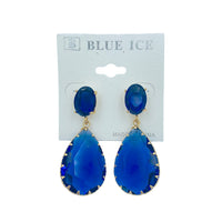 2 Tier Teardrop Crystal Dangle Earrings - 6 Colors (0.75x2in)