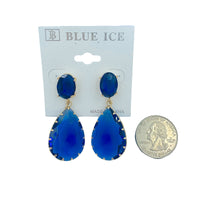 2 Tier Teardrop Crystal Dangle Earrings - 6 Colors (0.75x2in)