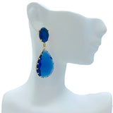 2 Tier Teardrop Crystal Dangle Earrings - 6 Colors (0.75x2in)