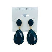 2 Tier Teardrop Crystal Dangle Earrings - 6 Colors (0.75x2in)