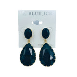2 Tier Teardrop Crystal Dangle Earrings - 6 Colors (0.75x2in)