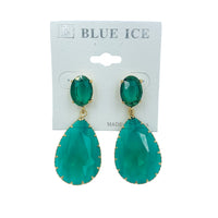2 Tier Teardrop Crystal Dangle Earrings - 6 Colors (0.75x2in)