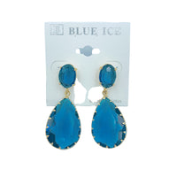 2 Tier Teardrop Crystal Dangle Earrings - 6 Colors (0.75x2in)
