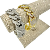 18mm Iced Miami Cuban Link Bracelet - Silver or Gold (8in)