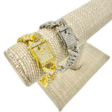 12 mm Iced Cuban Link Bracelet - Silver or Gold (8in)