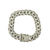 12 mm Iced Cuban Link Bracelet - Silver or Gold (8in)