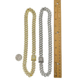 12mm Iced Cuban Link Chain in Silver or Gold (20in)