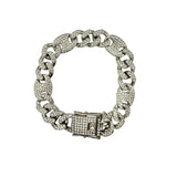 12 mm Iced Cuban & Puffed Mariner Link Bracelet - Silver or Gold (8in)